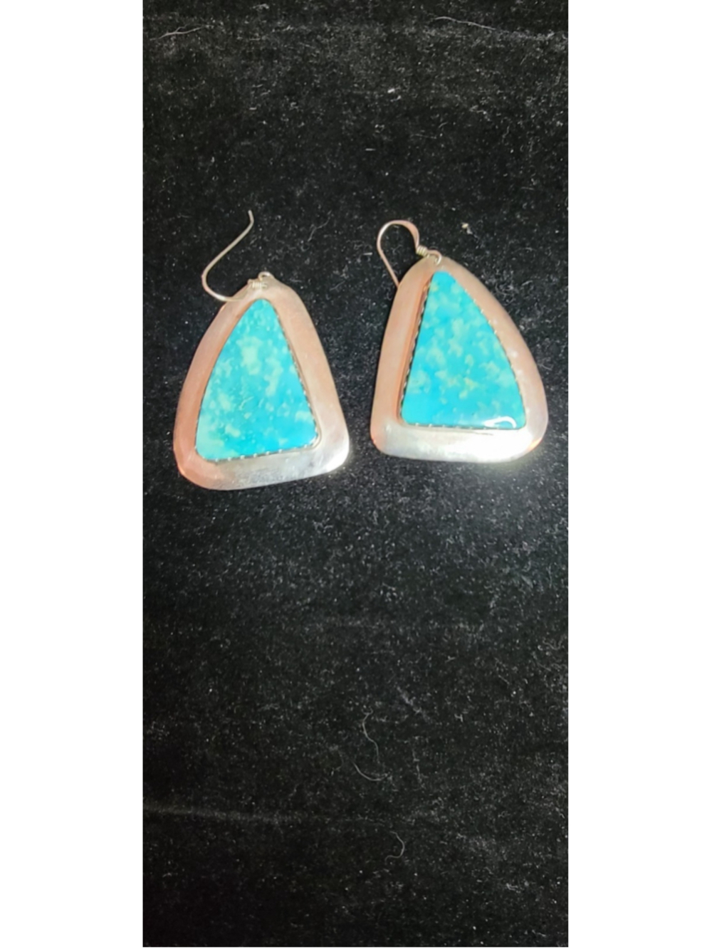 Elvis Nelson Sterling Silver Turquoise Earrings Navajo Signed Statement Dangles